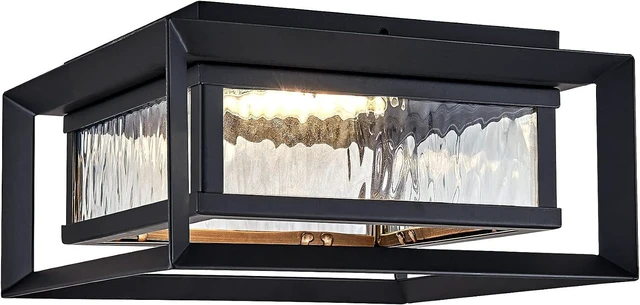 Main image of Design House Hartbrook Outdoor Ceiling Light Fixture, Matte Black Flush Mount LED Light with Clear Glass for Porch, Patio & Entryway, 589234-BLK