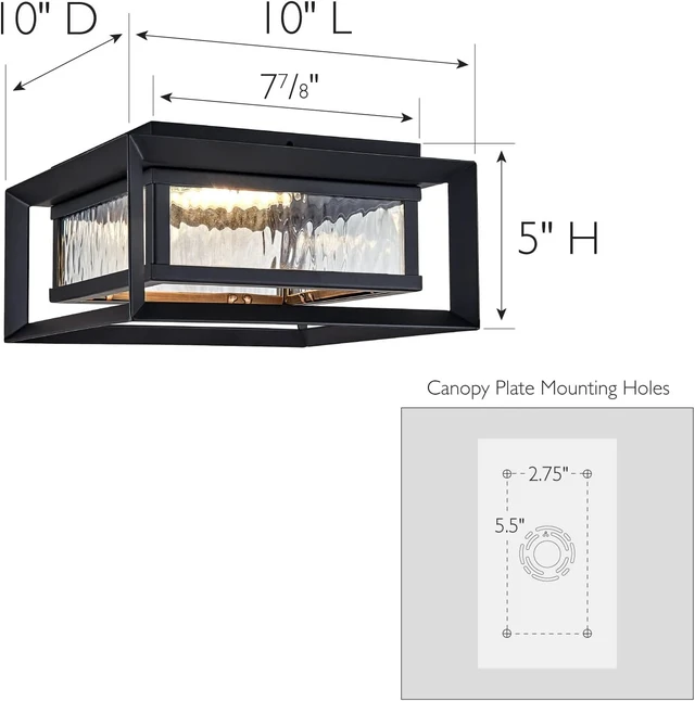 Alt view image 4 of 7 - Design House Hartbrook Outdoor Ceiling Light Fixture, Matte Black Flush Mount LED Light with Clear Glass for Porch, Patio & Entryway, 589234-BLK