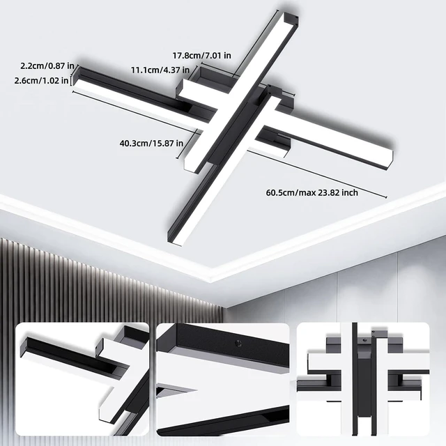 Alt view image 2 of 7 - Modern LED Ceiling Light 24 inch Flush Mount Light Fixture 5700K