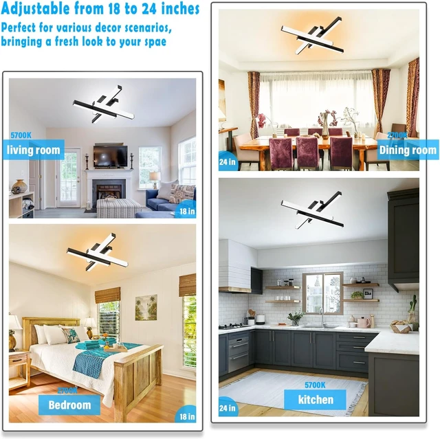 Alt view image 5 of 7 - Modern LED Ceiling Light 24 inch Flush Mount Light Fixture 5700K