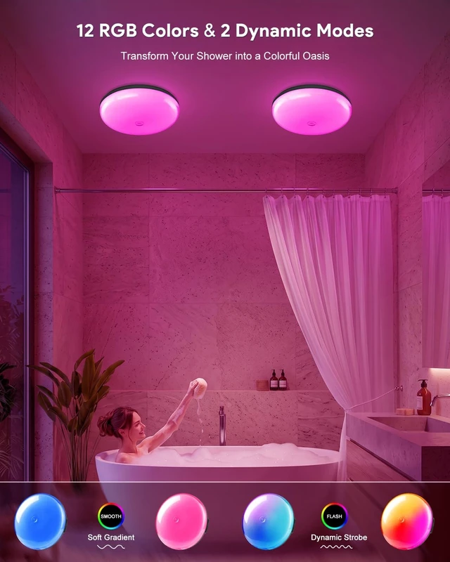 Alt view image 3 of 7 - 2 Pack Shower Light, 6" Rechargeable Bathroom Lamp, IP65 Waterproof