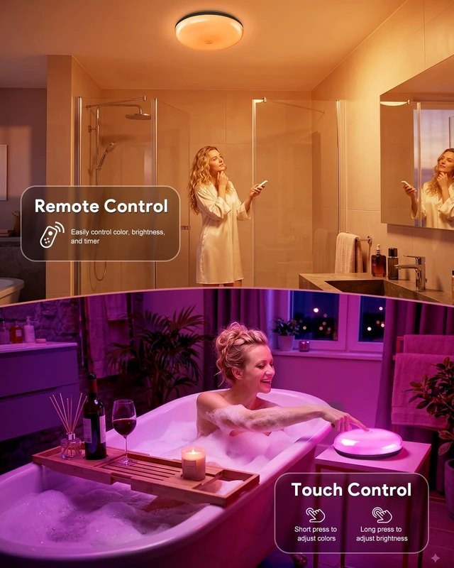 Alt view image 6 of 7 - 2 Pack Shower Light, 6" Rechargeable Bathroom Lamp, IP65 Waterproof