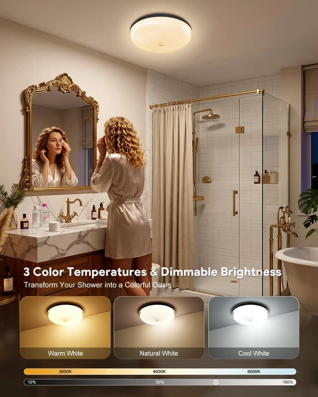 Alt view image 4 of 7 - 2 Pack Shower Light, 6" Rechargeable Bathroom Lamp, IP65 Waterproof