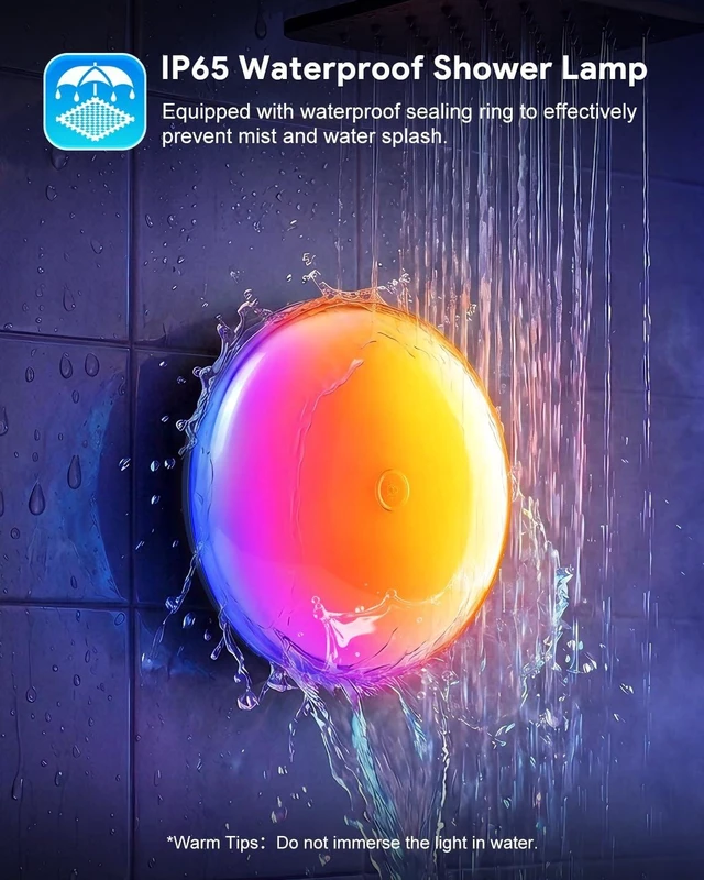 Alt view image 5 of 7 - 2 Pack Shower Light, 6" Rechargeable Bathroom Lamp, IP65 Waterproof