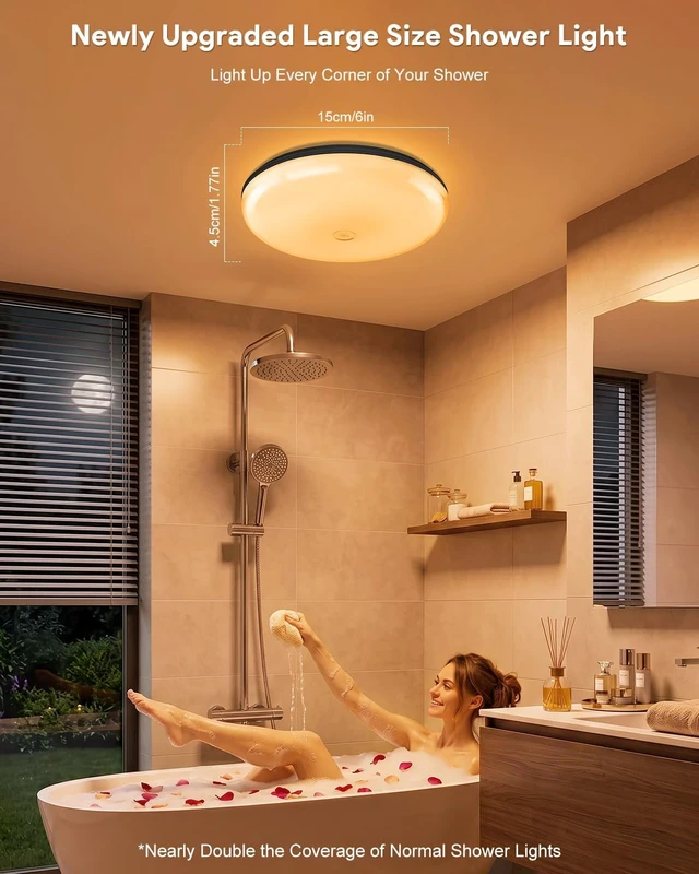 Alt view image 2 of 7 - 2 Pack Shower Light, 6" Rechargeable Bathroom Lamp, IP65 Waterproof