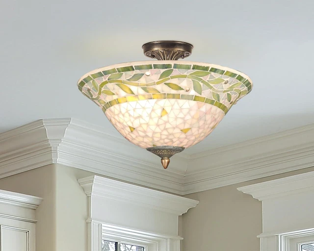 Alt view image 2 of 3 - Dale Tiffany TH70655 Tiffany/Mica Three Light Flush Mount from Mosaic Collection in Brass-Antique Finish, 13.25 inches