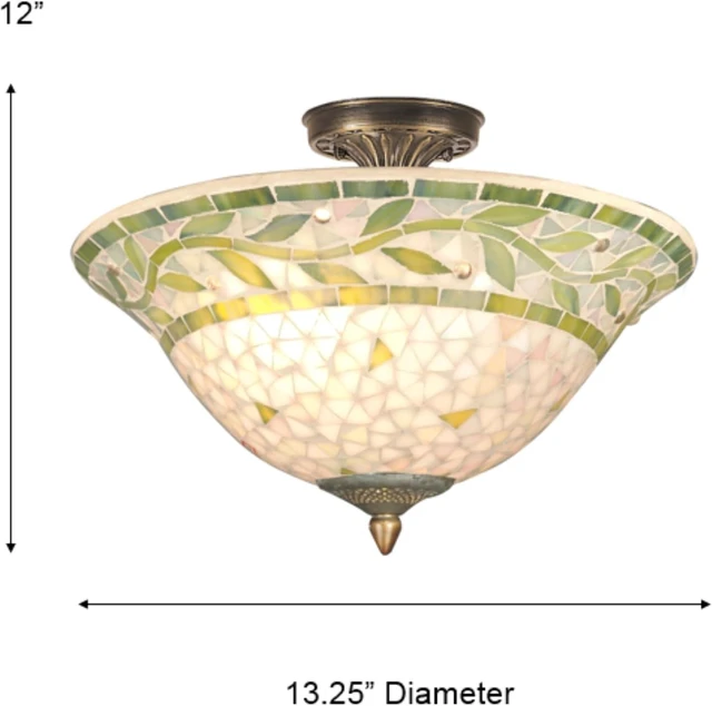 Alt view image 3 of 3 - Dale Tiffany TH70655 Tiffany/Mica Three Light Flush Mount from Mosaic Collection in Brass-Antique Finish, 13.25 inches