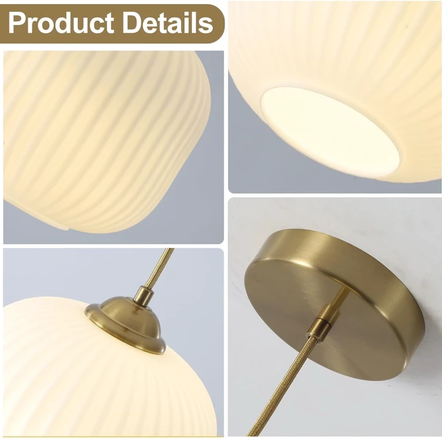 Alt view image 3 of 7 - 7.9In Gold White Glass Pendant Light for Island