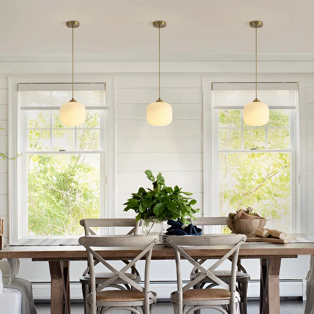 Alt view image 4 of 7 - 7.9In Gold White Glass Pendant Light for Island
