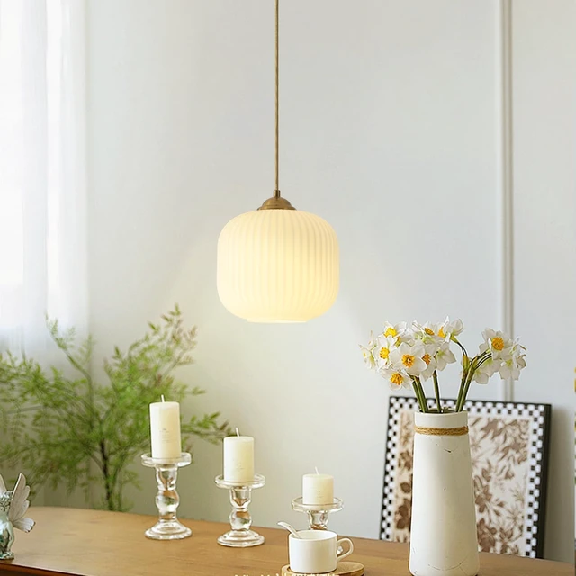 Alt view image 7 of 7 - 7.9In Gold White Glass Pendant Light for Island