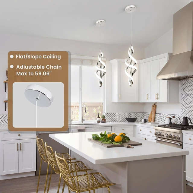 Alt view image 3 of 7 - Pendant Light,4000K Modern LED Pendant Lights Kitchen Island,Adjustable Pendant Lighting Over Island Hanging Pendant Light Fixtures for Kitchen Dining Room Hallway Foyer