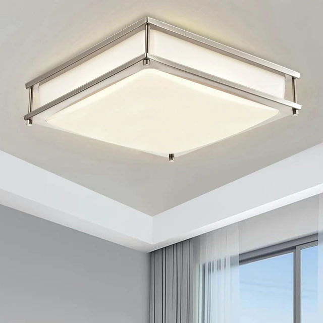 Main image of 12 Inch LED Square Flush Mount Ceiling Light, 15W LED Ceiling Lighting, Brushed Nickel 4000K Neutral White, Dimmable Light Fixture for Kitchen Hallway Laundry Room