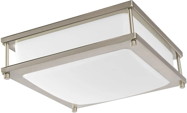 Alt view image 7 of 7 - 12 Inch LED Square Flush Mount Ceiling Light, 15W LED Ceiling Lighting, Brushed Nickel 4000K Neutral White, Dimmable Light Fixture for Kitchen Hallway Laundry Room