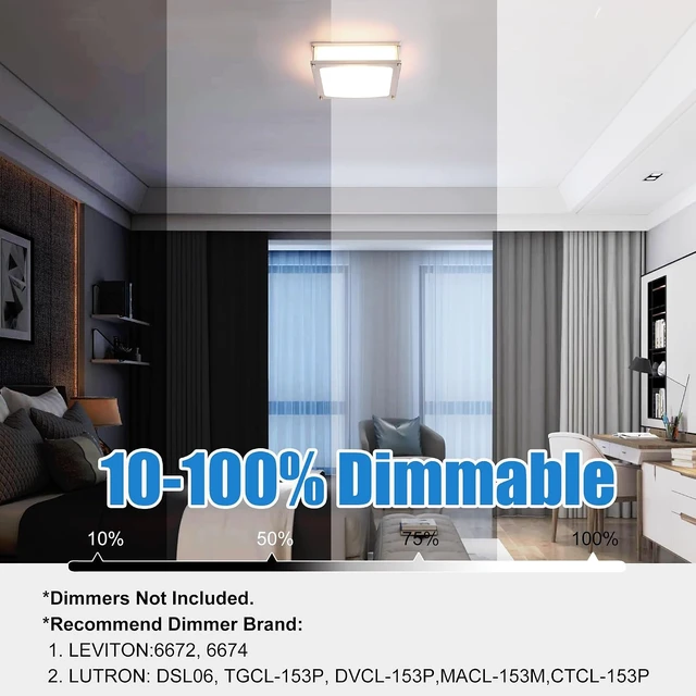 Alt view image 6 of 7 - 12 Inch LED Square Flush Mount Ceiling Light, 15W LED Ceiling Lighting, Brushed Nickel 4000K Neutral White, Dimmable Light Fixture for Kitchen Hallway Laundry Room