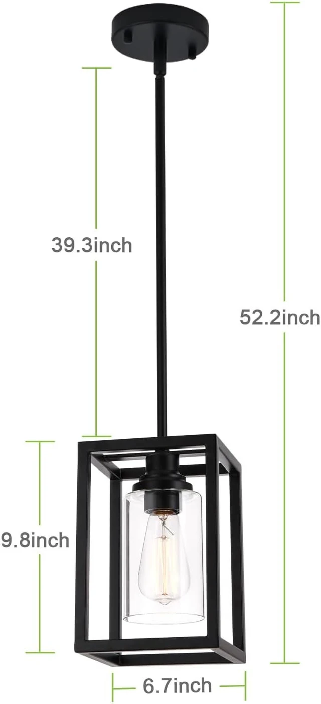 Alt view image 6 of 7 - Kitchen Pendant Lighting Over Island,1-Light Black Farmhouse Hanging Ligh