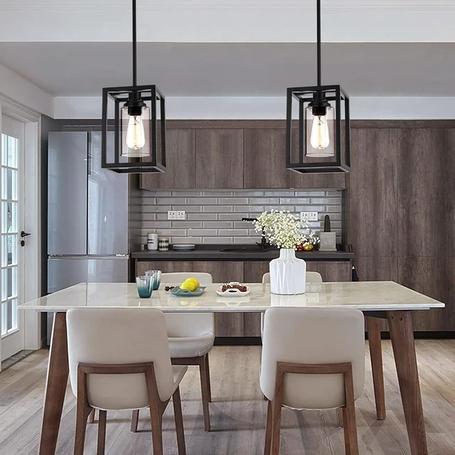 Alt view image 7 of 7 - Kitchen Pendant Lighting Over Island,1-Light Black Farmhouse Hanging Ligh
