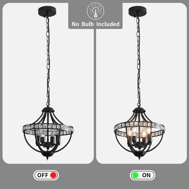 Alt view image 4 of 7 - c ChandeliersFarmhouse Ceiling Chandelier Rustic Vintage Black Pendant Hanging Lighting for Dining Room Living Room Entryway Kitchen Island Bedroom Foyer Lighting4-Light