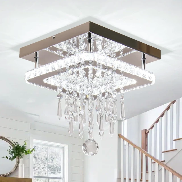 Main image of Square Crystal Chandelier Modern LED Crystal Ceiling Light