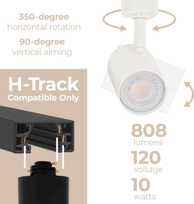 Alt view image 4 of 7 - Amped Collection LED 10W Track Head 3000K Warm White Energy Efficient in White for H Track, Standard 3-Wire Track System (Single Light)