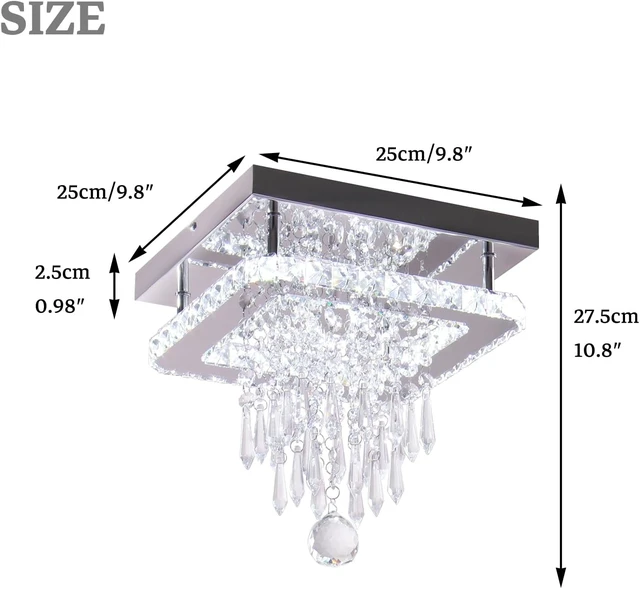 Alt view image 3 of 7 - Square Crystal Chandelier Modern LED Crystal Ceiling Light