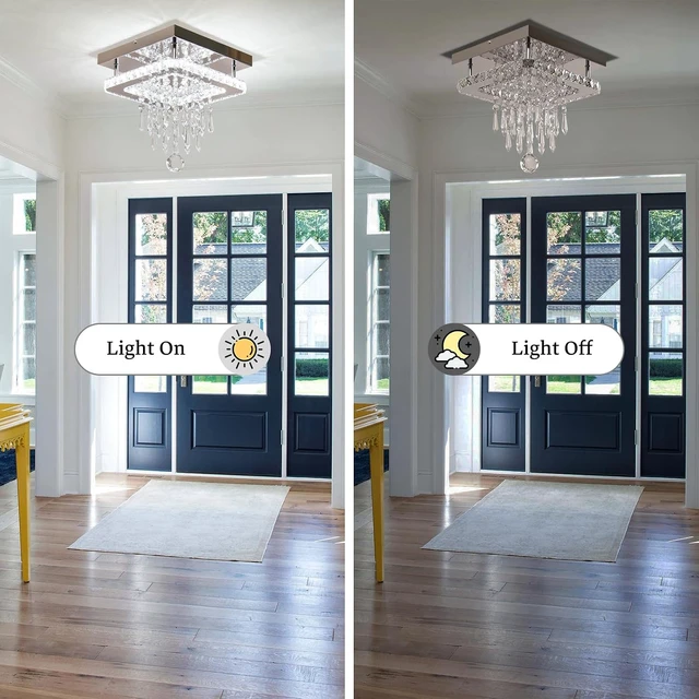 Alt view image 4 of 7 - Square Crystal Chandelier Modern LED Crystal Ceiling Light