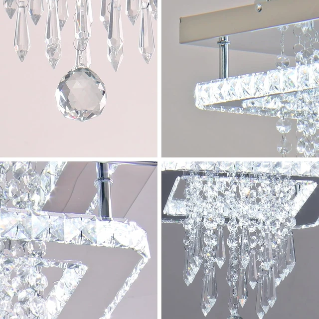 Alt view image 6 of 7 - Square Crystal Chandelier Modern LED Crystal Ceiling Light