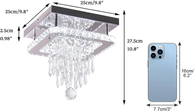 Alt view image 7 of 7 - Square Crystal Chandelier Modern LED Crystal Ceiling Light
