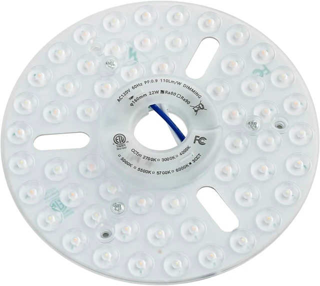 Alt view image 2 of 7 - 22W 6.3'' LED Retrofit Light Kit for Ceiling Fan Light Replacement Panel PCB Color Temperature Adjustable 3000K 4500K 6000K 2420LM 120V CRI90 Dimmable