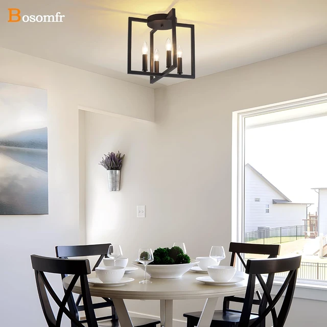 Alt view image 2 of 7 - Semi Flush Mount 4-Light Black Ceiling Light, Modern Industrial Light