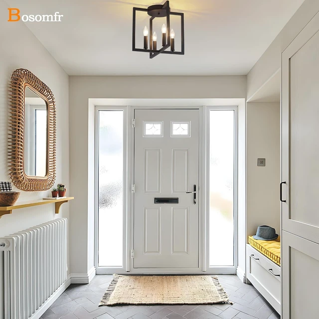 Alt view image 6 of 7 - Semi Flush Mount 4-Light Black Ceiling Light, Modern Industrial Light