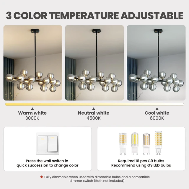 Alt view image 3 of 7 - Rectangle Mid Century Modern Chandelier Linear Chandelier for Dining Room