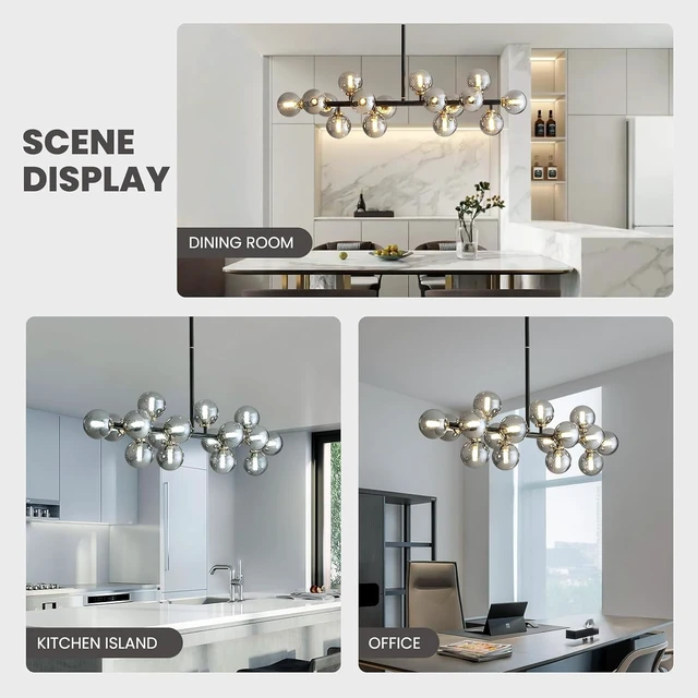 Alt view image 2 of 7 - Rectangle Mid Century Modern Chandelier Linear Chandelier for Dining Room