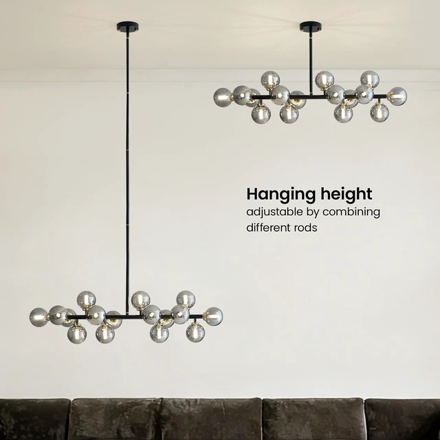 Alt view image 4 of 7 - Rectangle Mid Century Modern Chandelier Linear Chandelier for Dining Room