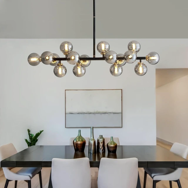 Alt view image 5 of 7 - Rectangle Mid Century Modern Chandelier Linear Chandelier for Dining Room