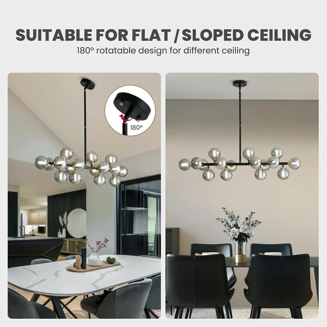 Alt view image 6 of 7 - Rectangle Mid Century Modern Chandelier Linear Chandelier for Dining Room