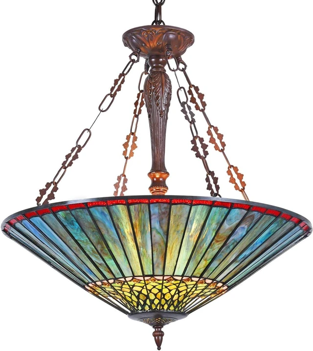 Main image of Capulina Tiffany Lamp Blue Stained Glass Chandelier Pendant Light 3-Light