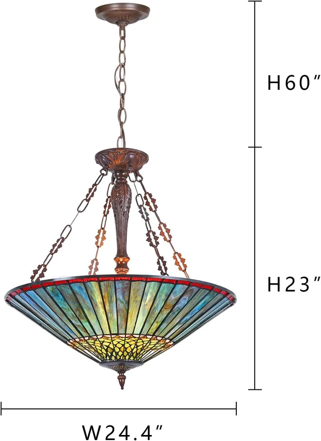 Alt view image 2 of 7 - Capulina Tiffany Lamp Blue Stained Glass Chandelier Pendant Light 3-Light