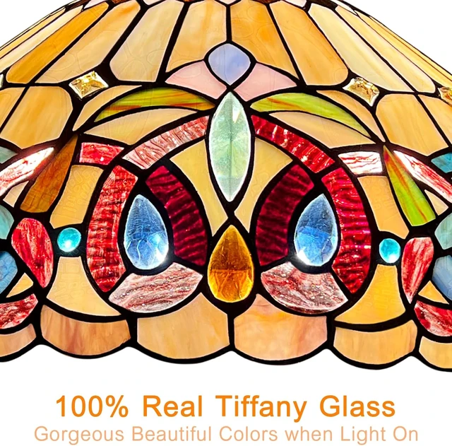 Alt view image 3 of 7 - Capulina Tiffany Lamp Cream Brown Stained Glass Semi Ceiling Light 2-Light