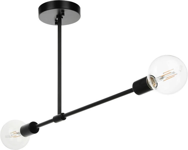 Alt view image 2 of 7 - XiNBEi Lighting 2 Light Semi Flush Mount Ceiling Light Black for Kitchen