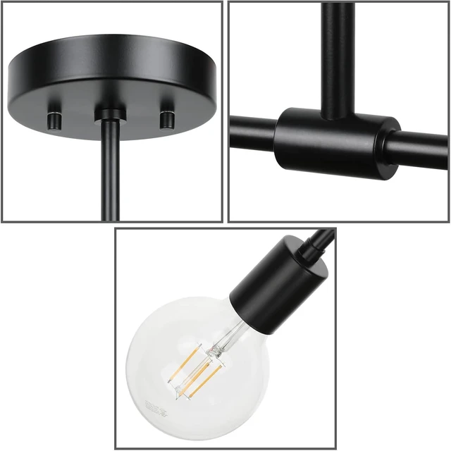 Alt view image 7 of 7 - XiNBEi Lighting 2 Light Semi Flush Mount Ceiling Light Black for Kitchen