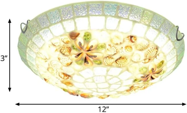 Alt view image 5 of 7 - LITFAD 12" Mediterranean Shell LED Flush Mount Ceiling Light for Bedroom