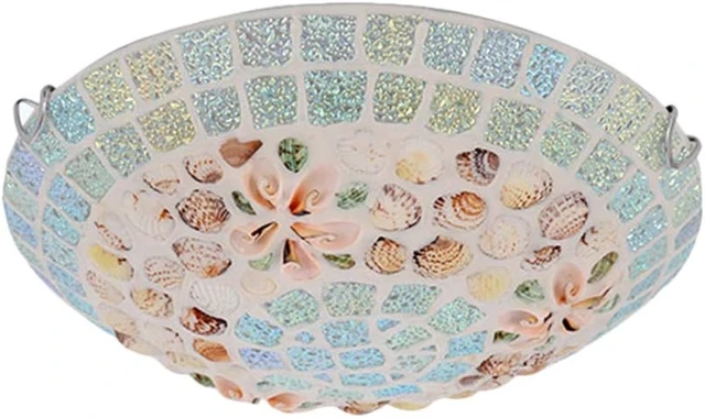 Alt view image 4 of 7 - LITFAD 12" Mediterranean Shell LED Flush Mount Ceiling Light for Bedroom