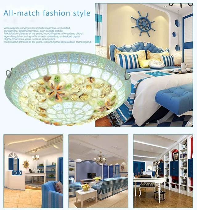 Alt view image 6 of 7 - LITFAD 12" Mediterranean Shell LED Flush Mount Ceiling Light for Bedroom
