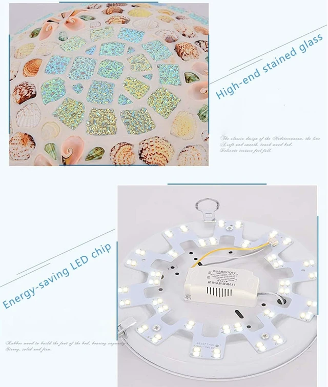 Alt view image 7 of 7 - LITFAD 12" Mediterranean Shell LED Flush Mount Ceiling Light for Bedroom