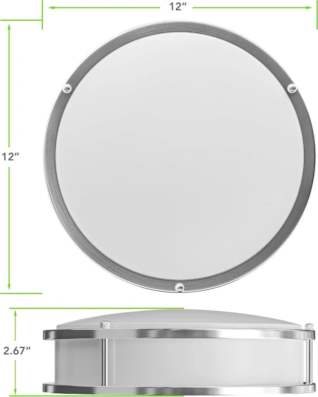 Alt view image 2 of 7 - Brushed Nickel Ceiling Light 12 inch Flush Mount Adjustable Light Color (3000K/4000K/6500K) Surface Mount Ceiling Lamp for RV, Trailer, Camper, Boat DC 12V 22W (2 Pack)
