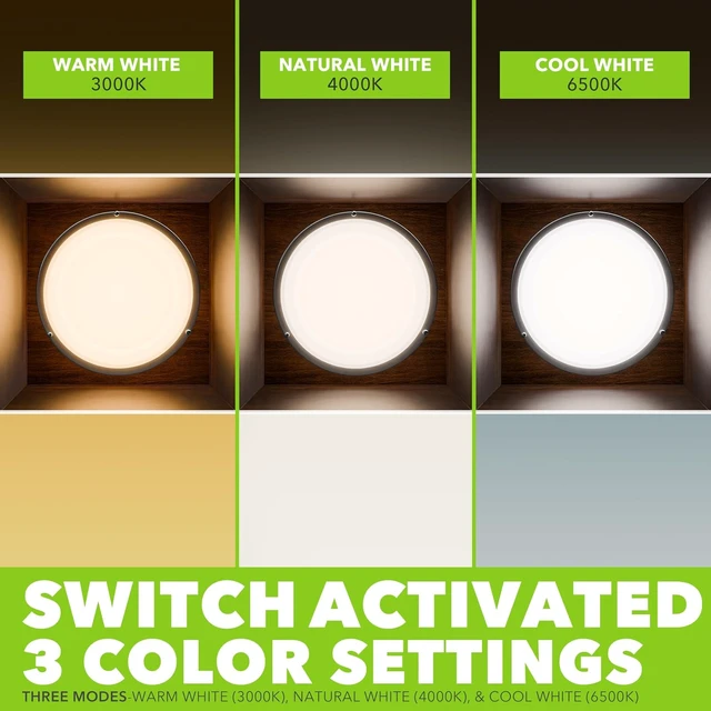 Alt view image 3 of 7 - Brushed Nickel Ceiling Light 12 inch Flush Mount Adjustable Light Color (3000K/4000K/6500K) Surface Mount Ceiling Lamp for RV, Trailer, Camper, Boat DC 12V 22W (2 Pack)