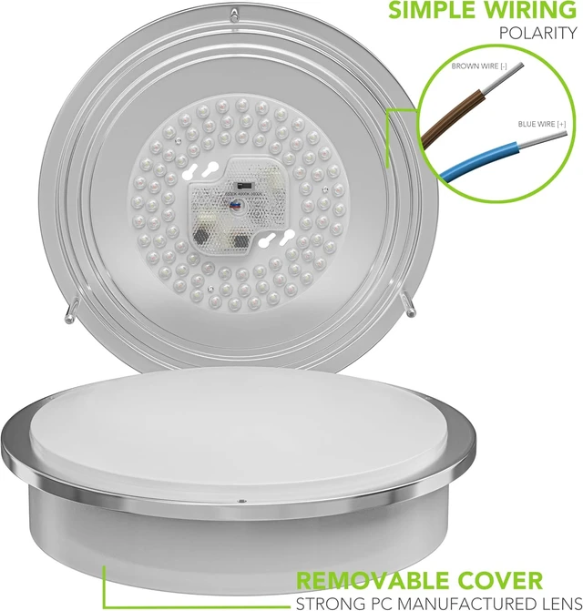 Alt view image 5 of 7 - Brushed Nickel Ceiling Light 12 inch Flush Mount Adjustable Light Color (3000K/4000K/6500K) Surface Mount Ceiling Lamp for RV, Trailer, Camper, Boat DC 12V 22W (2 Pack)