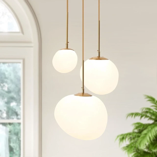 Main image of EFPefect 3 Lights Pendant Light for Kitchen Island Modern Globe Cluster Chandelier Ceiling Light Fixture for Dining Living Room Bedroom