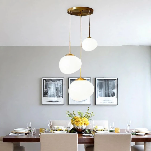 Alt view image 2 of 7 - EFPefect 3 Lights Pendant Light for Kitchen Island Modern Globe Cluster Chandelier Ceiling Light Fixture for Dining Living Room Bedroom