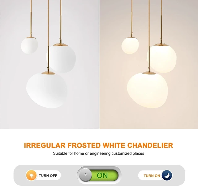 Alt view image 4 of 7 - EFPefect 3 Lights Pendant Light for Kitchen Island Modern Globe Cluster Chandelier Ceiling Light Fixture for Dining Living Room Bedroom